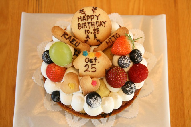 バースデーケーキ<br>サツマイモのタルト