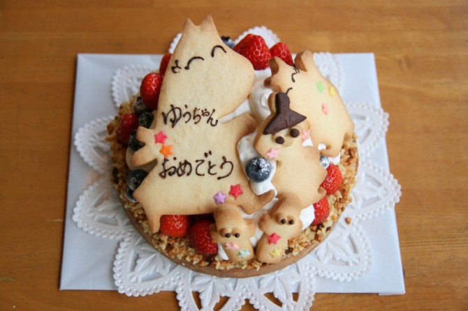 フルーツタルトのバースデーケーキ